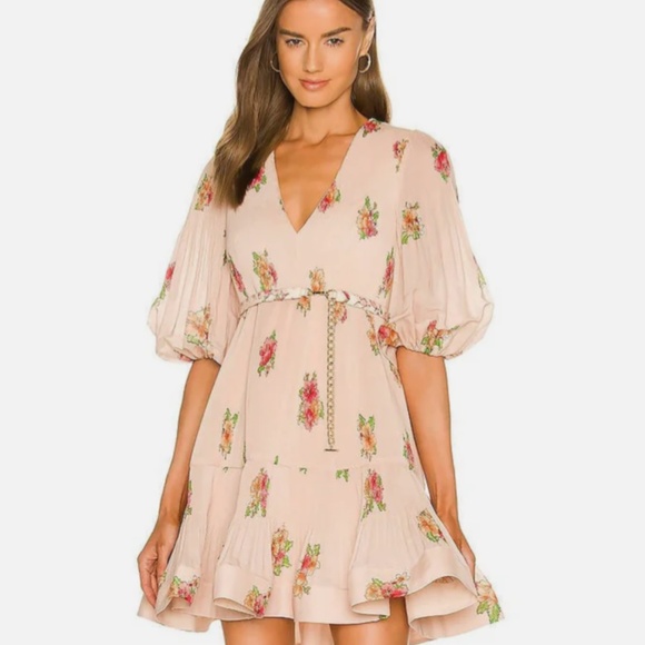 Zimmermann pleated mini dress peach floral size 1/US small PRICE FIRM - Picture 1 of 7